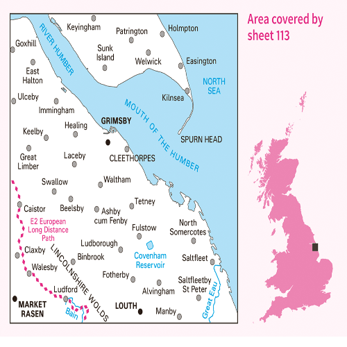 OS Landranger - 113 - Grimsby, Louth & Market Rasen