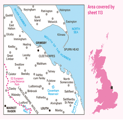 OS Landranger - 113 - Grimsby, Louth & Market Rasen