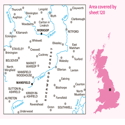 OS Landranger - 120 - Mansfield & Worksop, Sherwood Forest