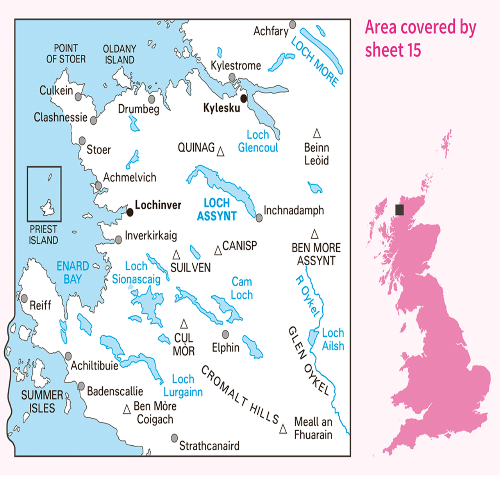 OS Landranger - 015 - Loch Assynt, Lochinvar & Kylesku area