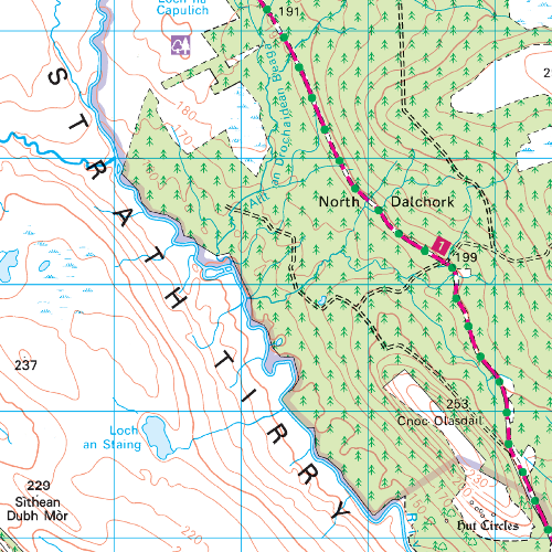 OS Landranger - 016 - Lairg & Loch Shin, Loch Naver area