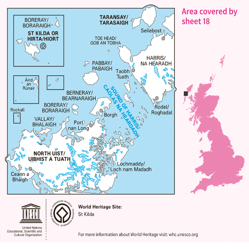 OS Landranger - 018 - Sound of Harris, North Uist, Taransay & St Kilda area