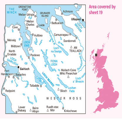 OS Landranger - 019 - Gairloch & Ullapool, Loch Maree area