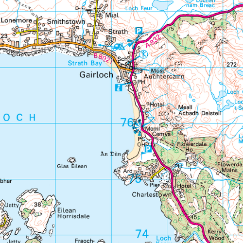 OS Landranger - 019 - Gairloch & Ullapool, Loch Maree area