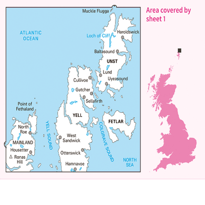 OS Landranger - 001 - Shetland – Yell, Unst And Fetlar