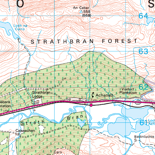 OS Landranger - 20 - Beinn Dearg & Loch Broom, Ben Wyvis area