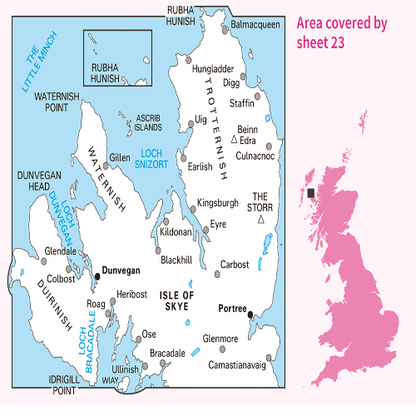 OS Landranger - 023 - North Skye, Dunvegan & Portree area