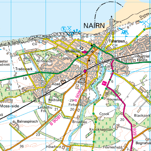 OS Landranger - 027 - Nairn & Forres, River Findhorn area