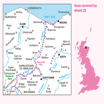 OS Landranger - 028 - Elgin, Dufftown, Buckie & Keith area