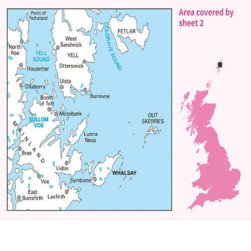 OS Landranger - 002 - Shetland – Sullom Voe & Whalsay area