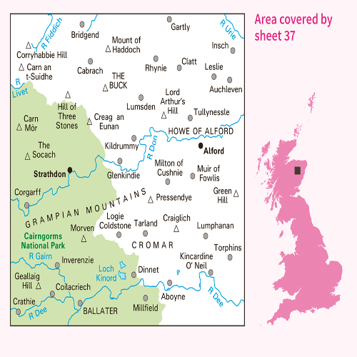 OS Landranger - 037 - Strathdon & Alford area