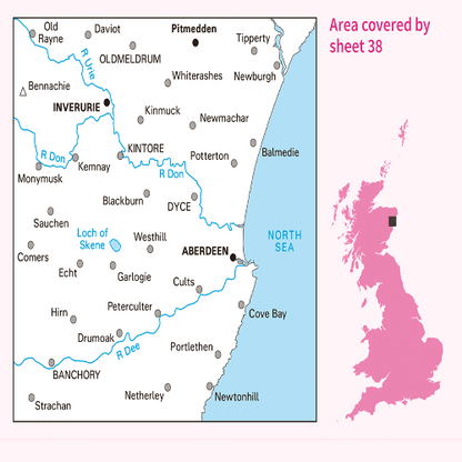 OS Landranger - 038 - Aberdeen, Inverurie & Pitmedden area