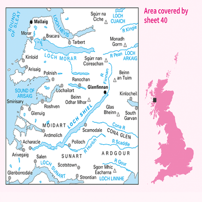 OS Landranger - 040 - Mallaig & Glenfinnan, Loch Shiel area