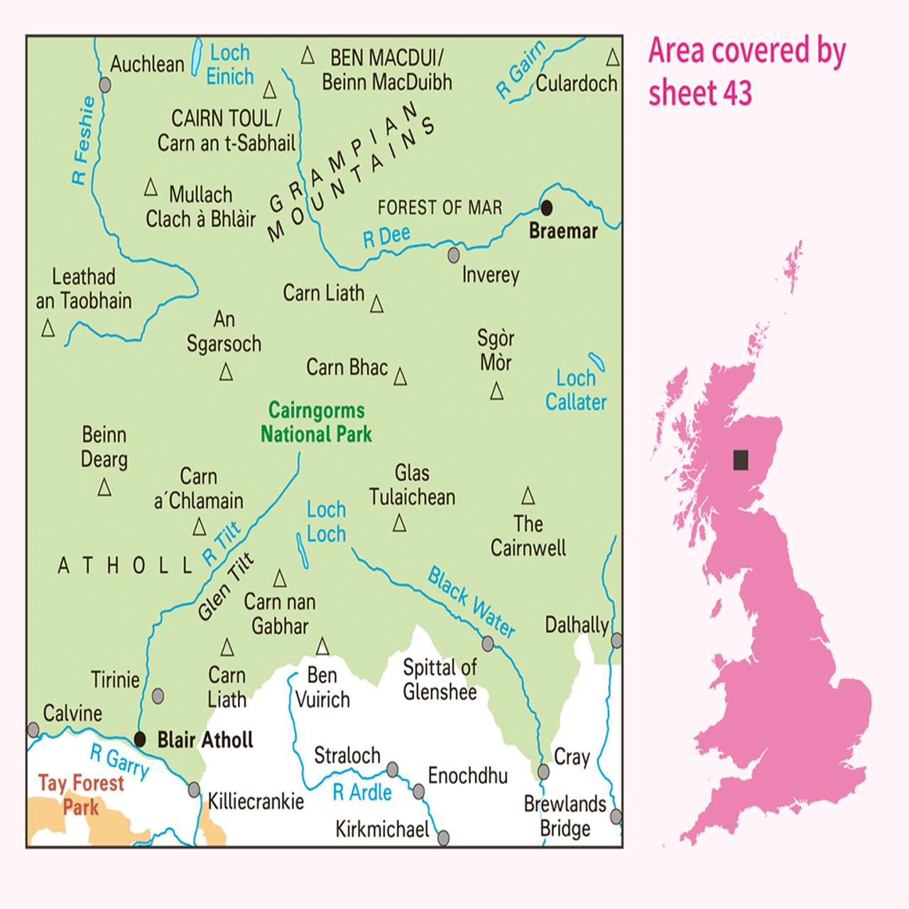 OS Landranger - 043 - Braemar & Blair Atholl area