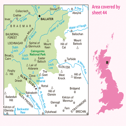 OS Landranger - 044 - Ballater, Glen Clova