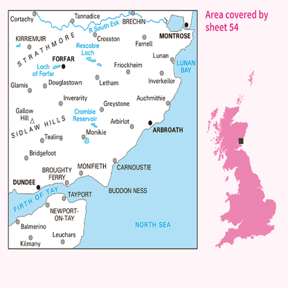 OS Landranger - 054 - Dundee & Montrose, Forfar & Arbroath