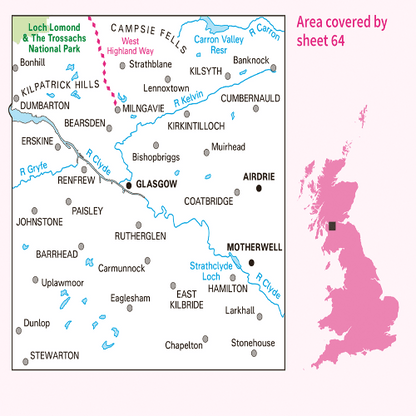 OS Landranger - 064 - Glasgow, Motherwell & Airdrie