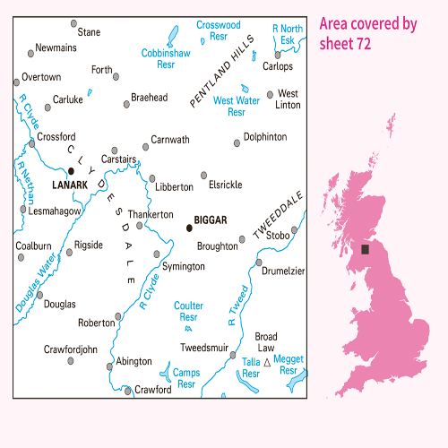 OS Landranger - 072 - Upper Clyde Valley, Biggar & Lanark