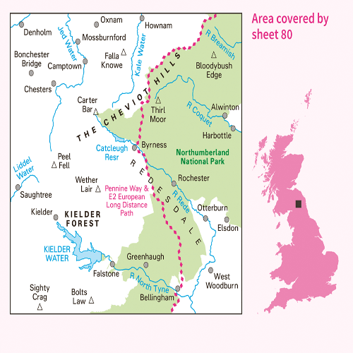 OS Landranger - 080 - Cheviot Hills & Kielder Water