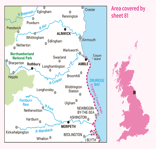 OS Landranger - 081 - Alnwick & Morpeth, Rothbury & Amble