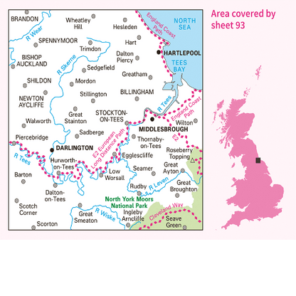 OS Landranger - 093 - Middlesbrough, Darlington & Hartlepool