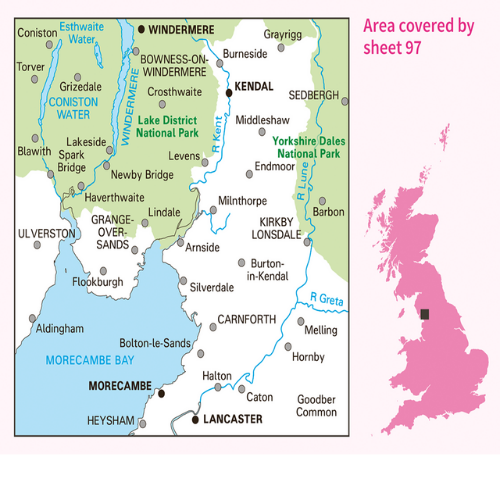 OS Landranger - 097 - Kendal, Morecambe, Windermere & Lancaster