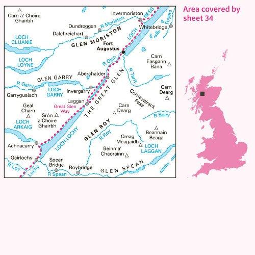 OS Landranger - 034 - Fort Augustus, Glen Roy & Glen Moriston