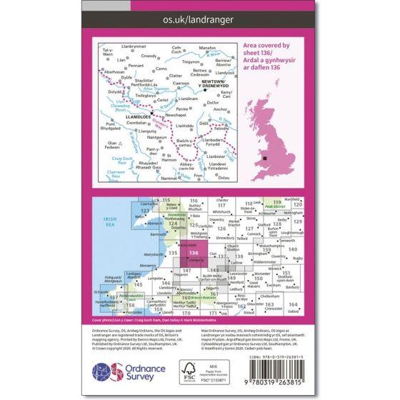 OS Landranger - 136 - Newtown & Llanidloes